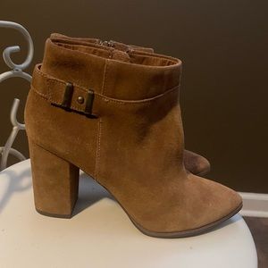 Seychelles Camel Suede Zip Ankle Boots with Buckle detail